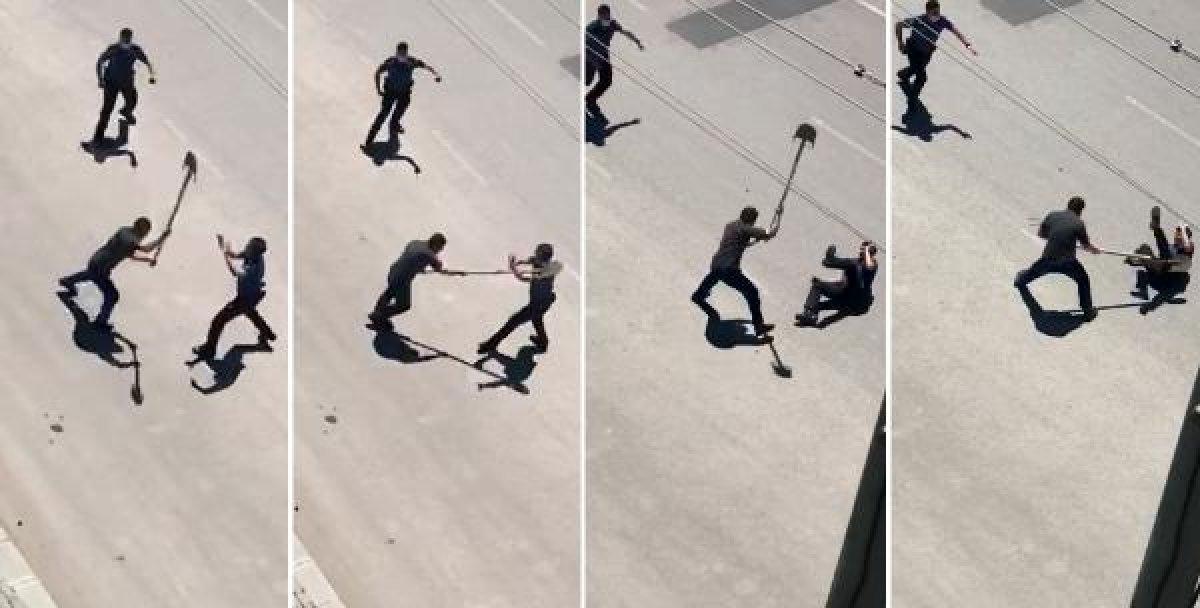 Ambulansa taş atıp, polisin başına kürekle vurdu