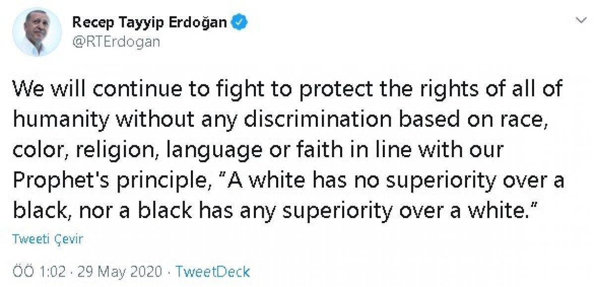 Cumhurbaşkanı Erdoğan, ABD'deki polis şiddetini kınadı