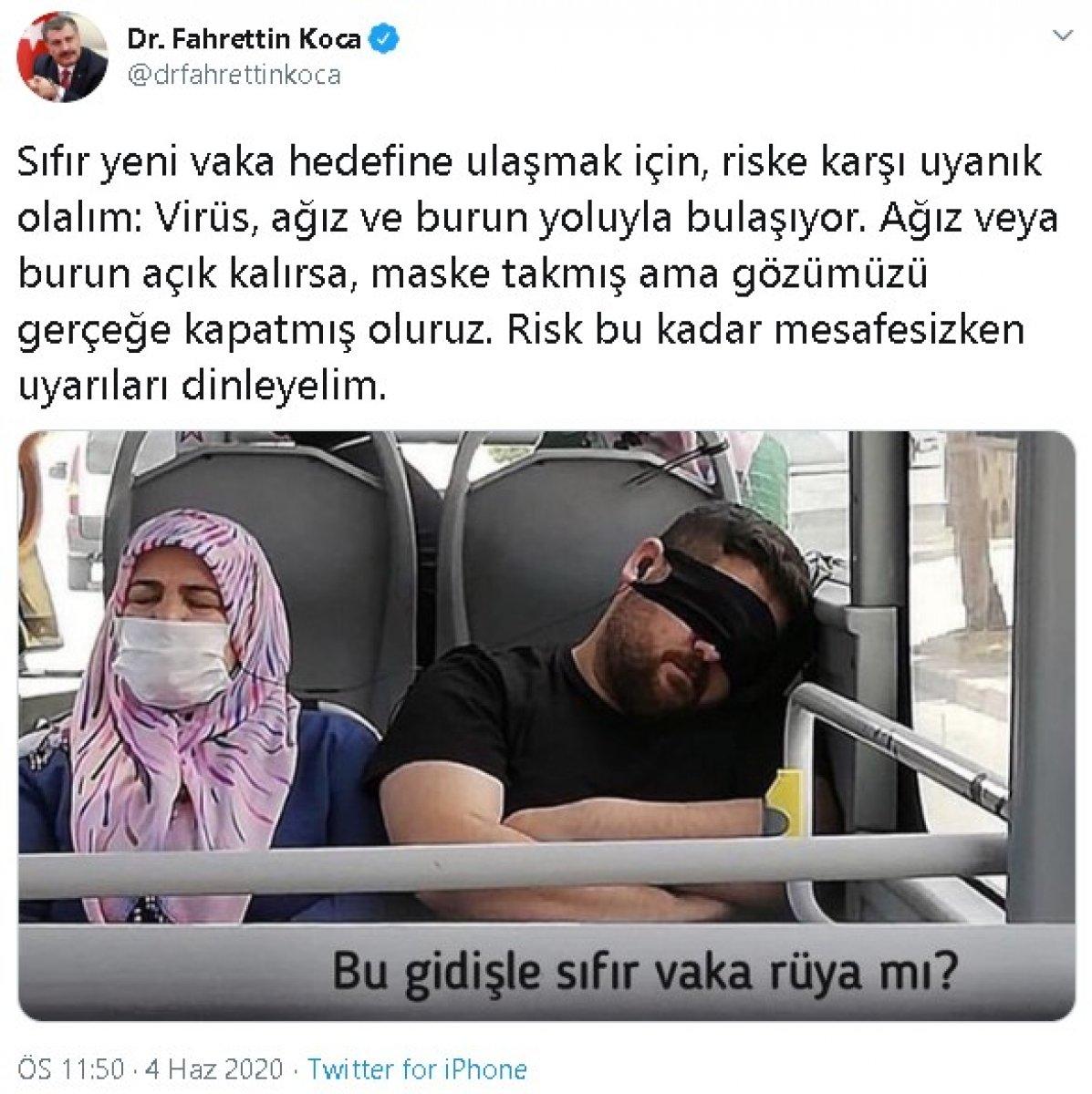 Sağlık Bakanı Koca, maskeyi yanlış kullananları eleştirdi