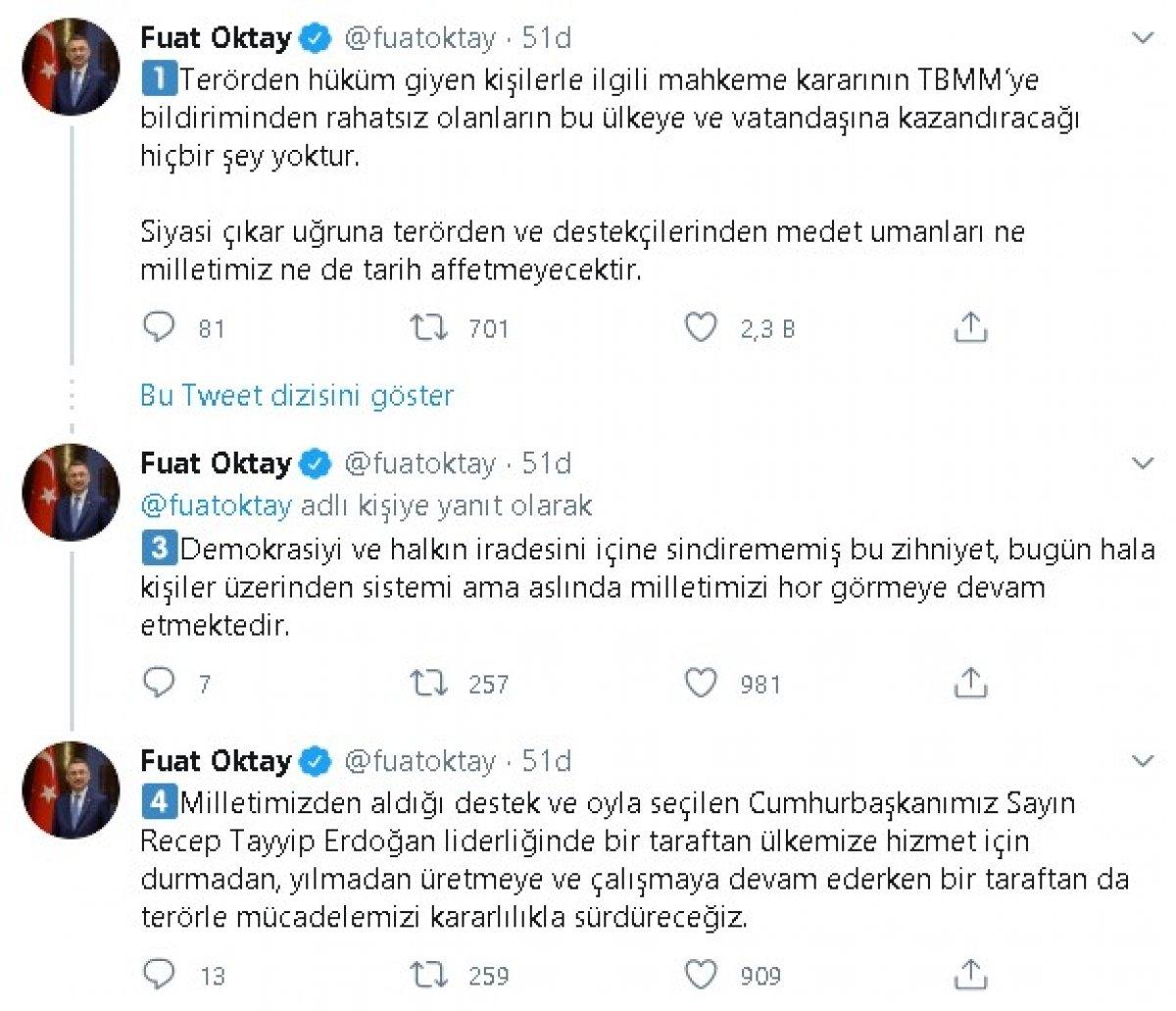 Fuat Oktay: Terörden medet umanları millet affetmeyecek