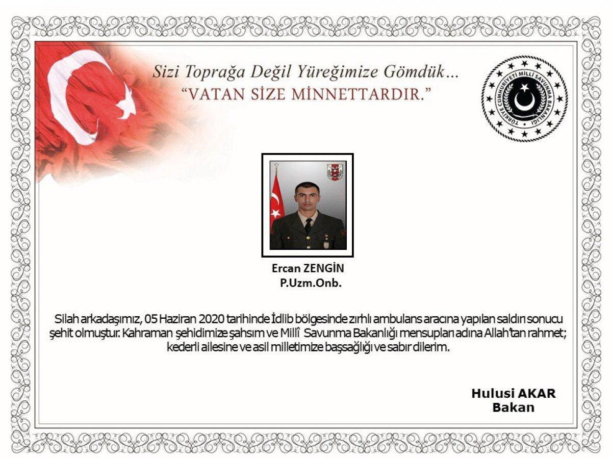 İdlib'de 1 asker şehit oldu