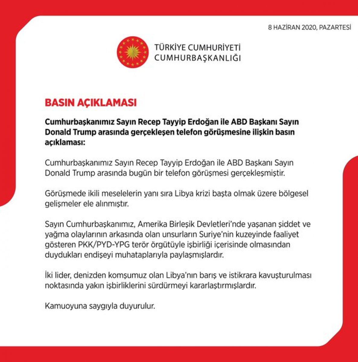 Cumhurbaşkanı Erdoğan, ABD Başkanı Trump'la görüştü