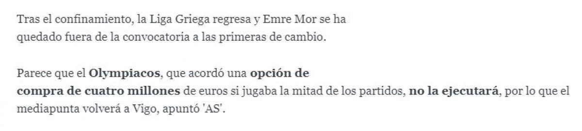 Emre Mor, Celta Vigo'ya geri dönüyor