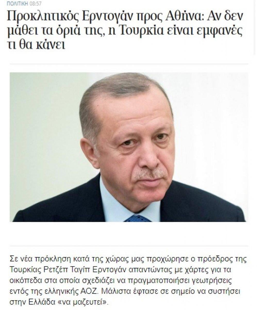 Yunan basını Erdoğan’ın sert çıkışını konuşuyor