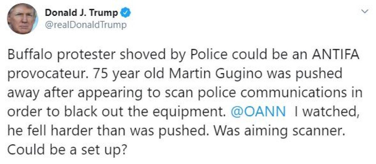 Trump: Yere düşen adam Antifa provokatörü