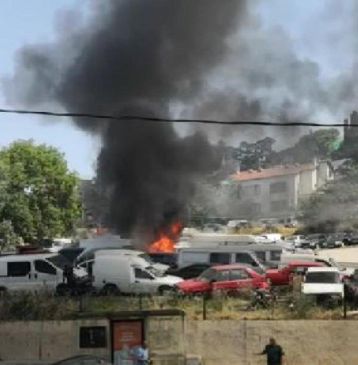 Kartal'da, Yediemin Otoparkı'nda yangın çıktı