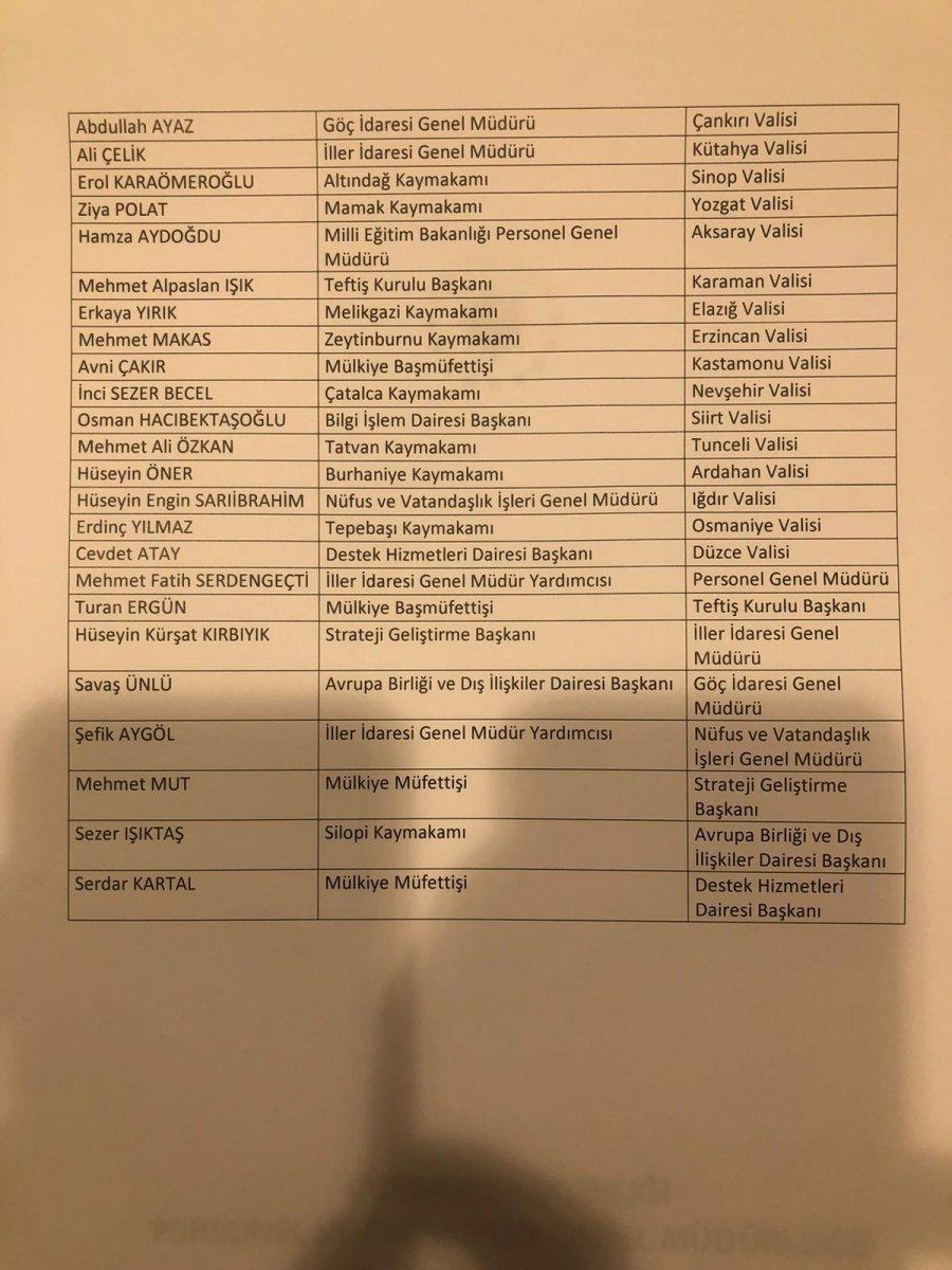 Valiler kararnamesi yayınlandı