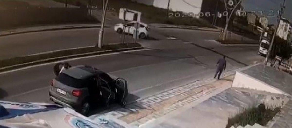 Tekirdağ'da takla atan aracın sürücüsü sağ salim çıktı