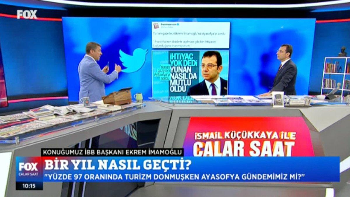 İsmail Küçükkaya, İmamoğlu'na Ayasofya'yı sordu