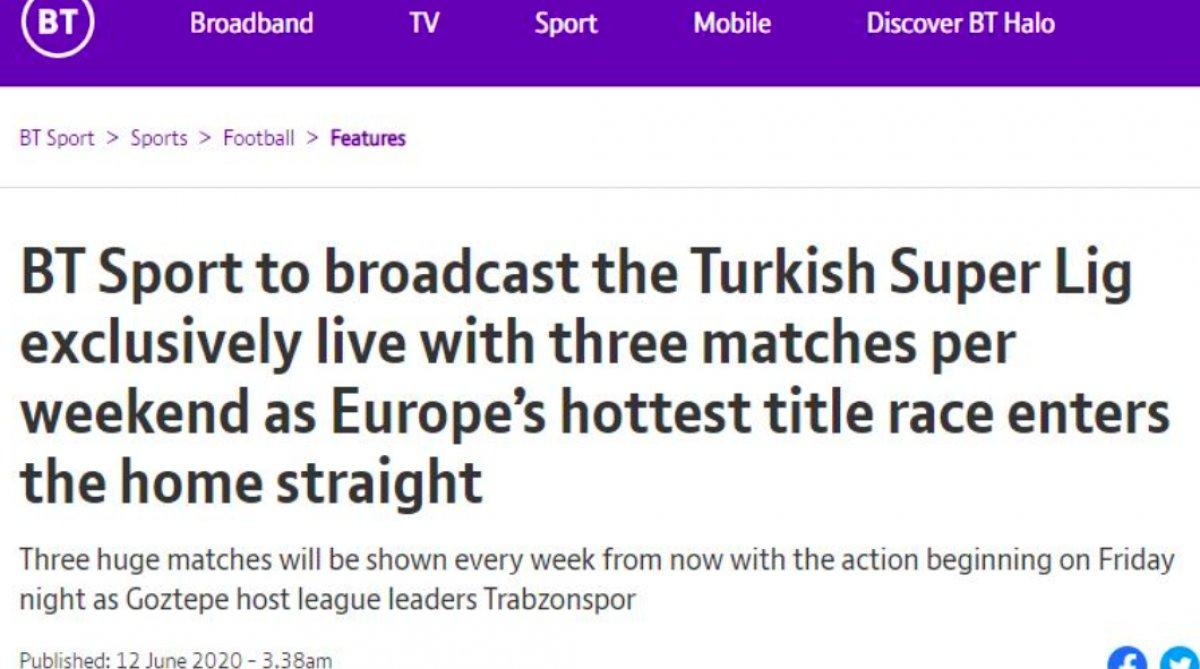 BT Sport, Süper Lig maçlarını yayınlayacak