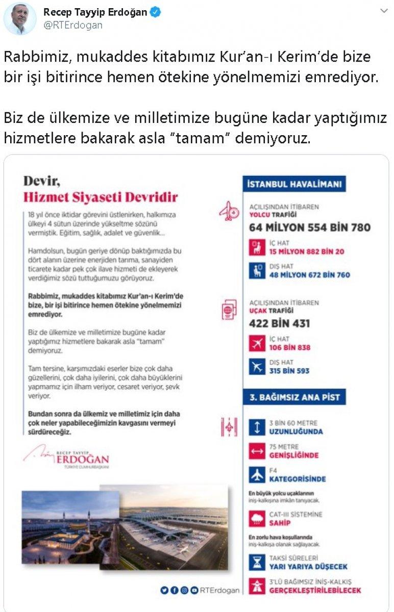 Cumhurbaşkanı Erdoğan: Hizmette asla 'tamam' demiyoruz