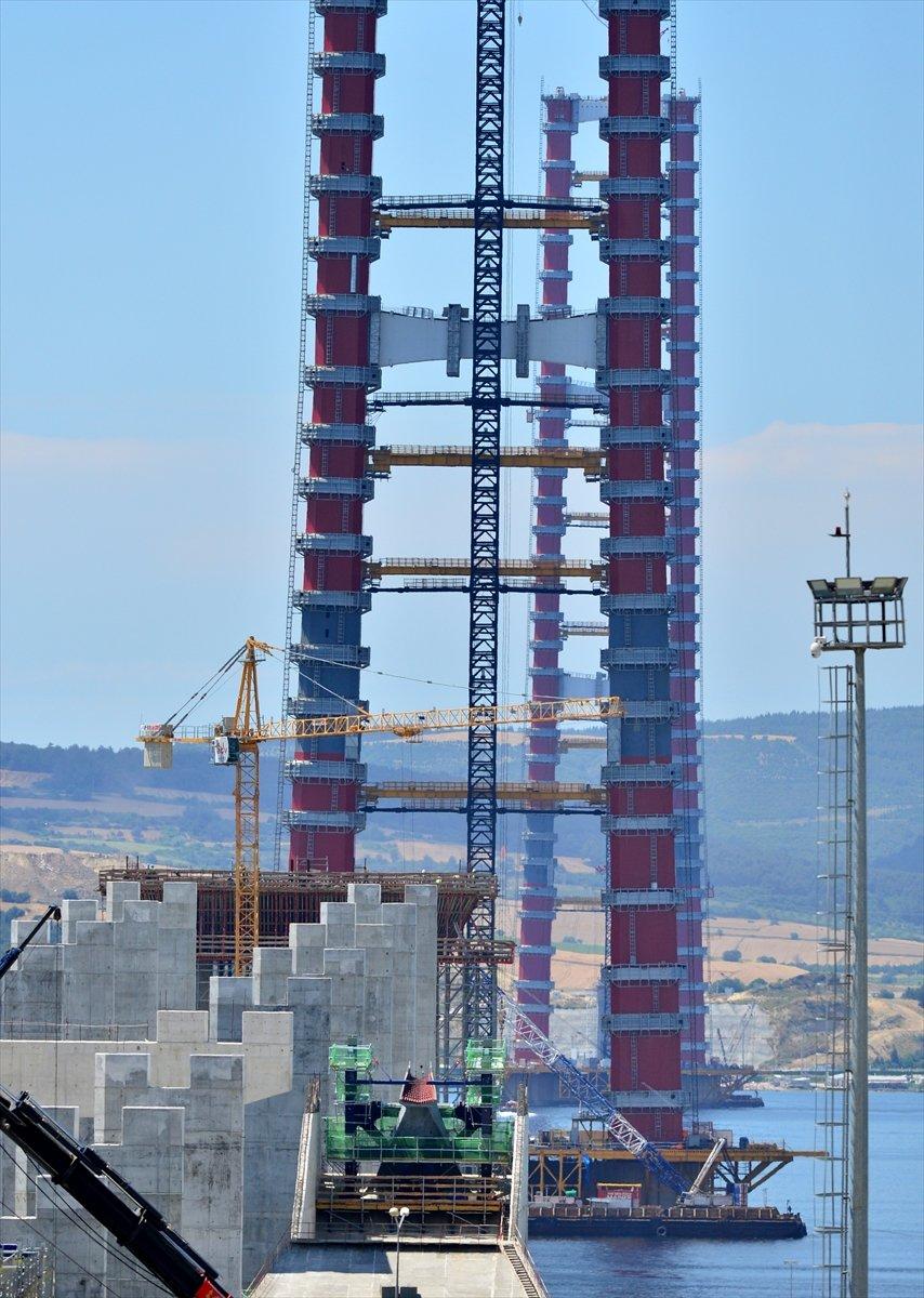 1915 Çanakkale Köprüsü'ne ilk tabliye konuldu
