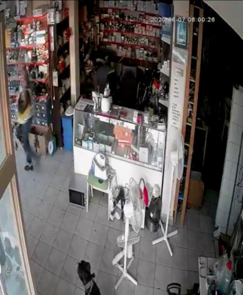 Üsküdar'da dükkana giren hırsızları izleyen köpek