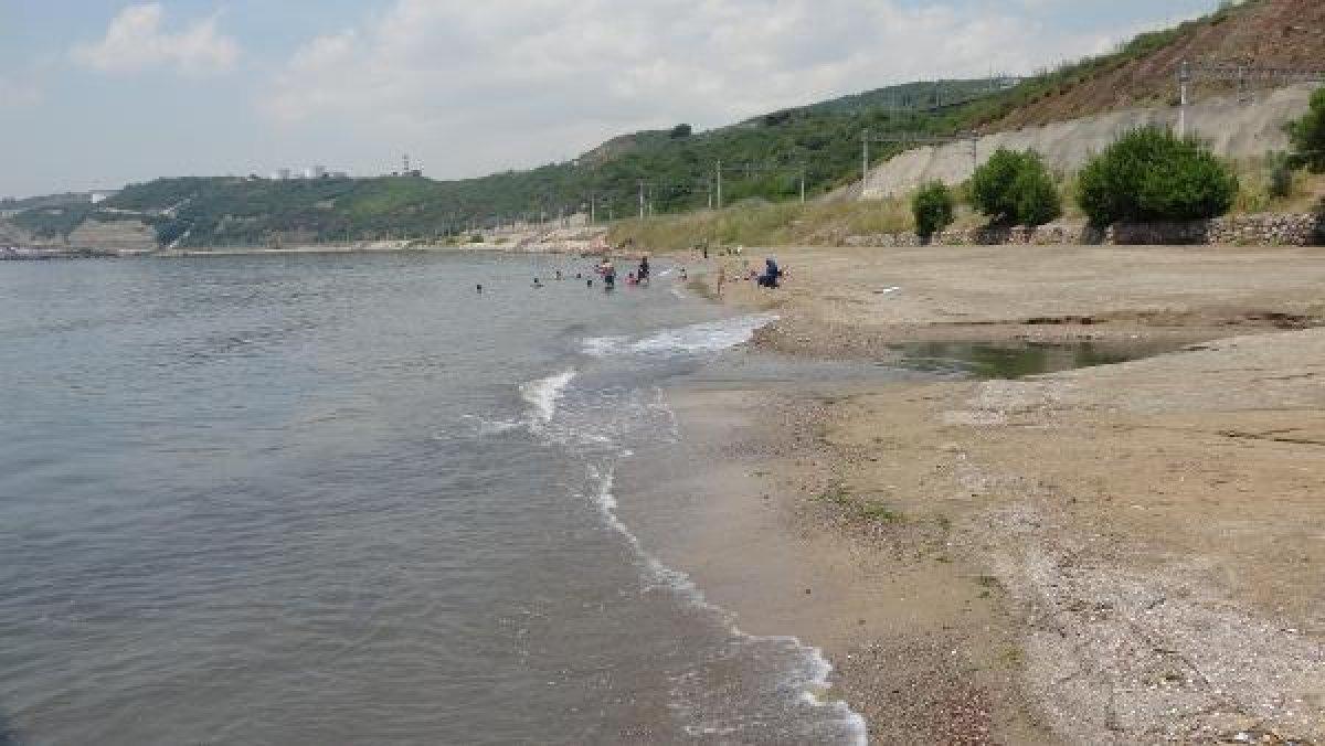 Kocaeli'de derenin kirlettiği plajda yüzdüler
