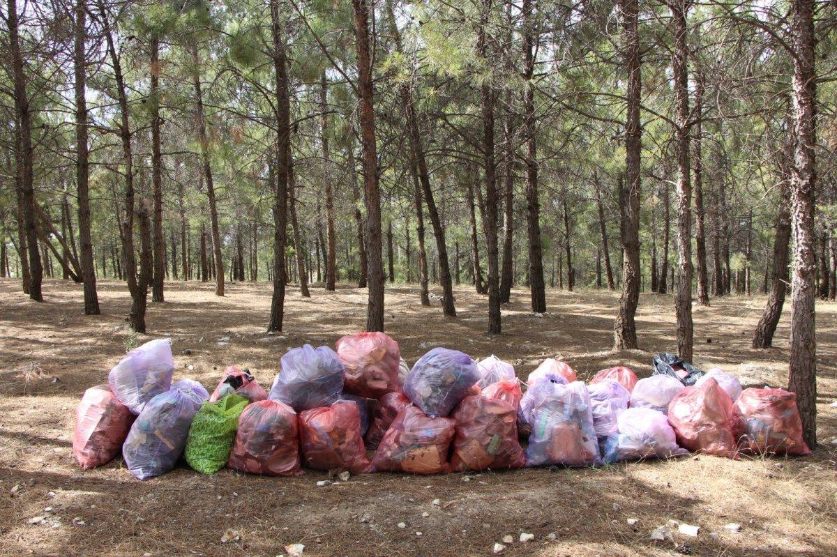 Adıyaman'da öğrenciler, piknik alanını temizledi