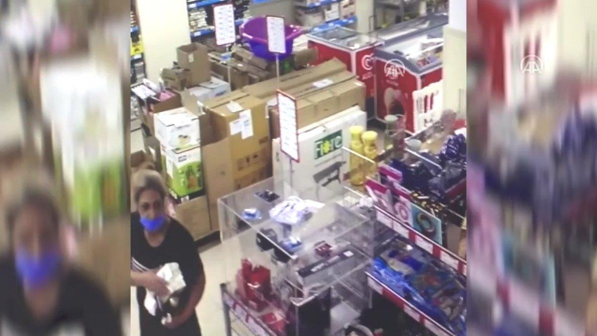 Bolu'da market reyonundan telefon çalan kadın