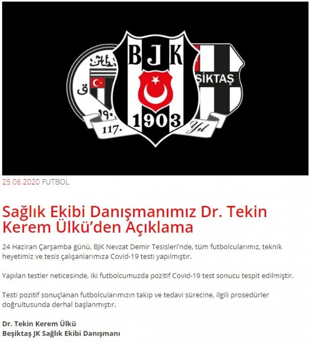 Beşiktaş'ta iki oyuncu koronaya yakalandı