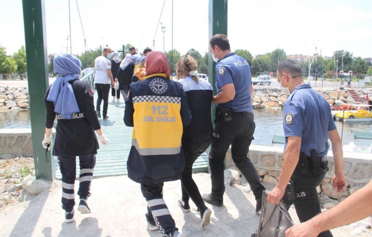 Konya'da göle atlayan kadını polis kurtardı
