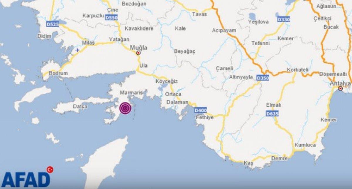 Marmaris'te 4.4 büyüklüğünde deprem