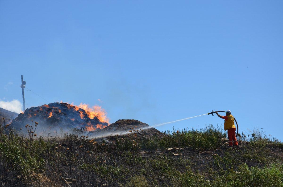 Hatay'da saman balyaları alev alev yandı