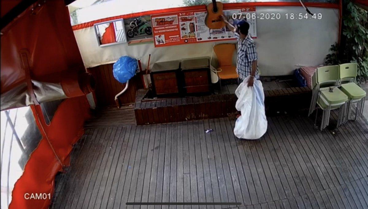 Şişli'de büfeye giren hırsız gitar çaldı