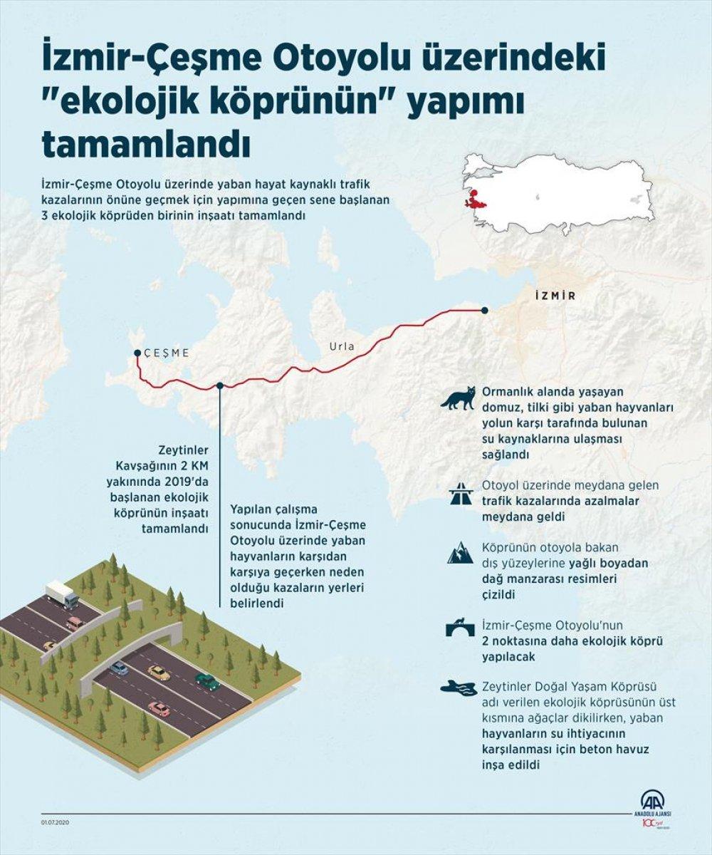 İzmir-Çeşme otoyolundaki ekolojik köprü tamamlandı