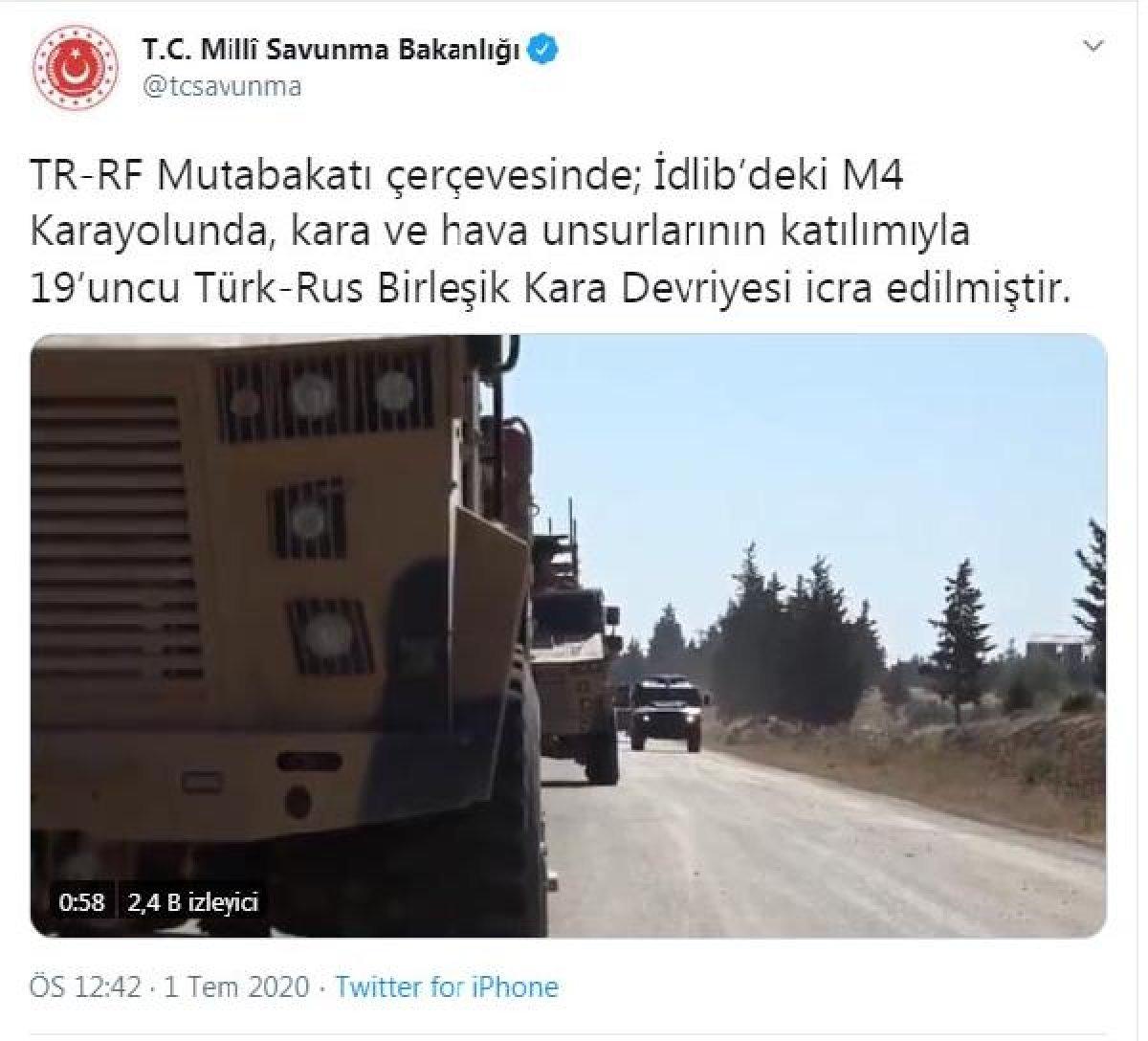 İdlib'de 19'ncu Türk-Rus kara devriyesi yapıldı