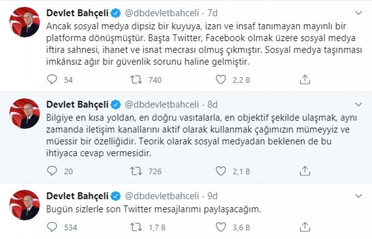 Devlet Bahçeli son kez 'tweet' attı