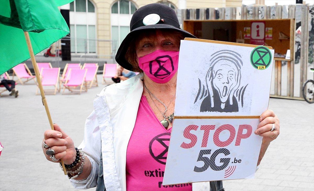 Belçika'da 5G karşıtı gösteri düzenlendi