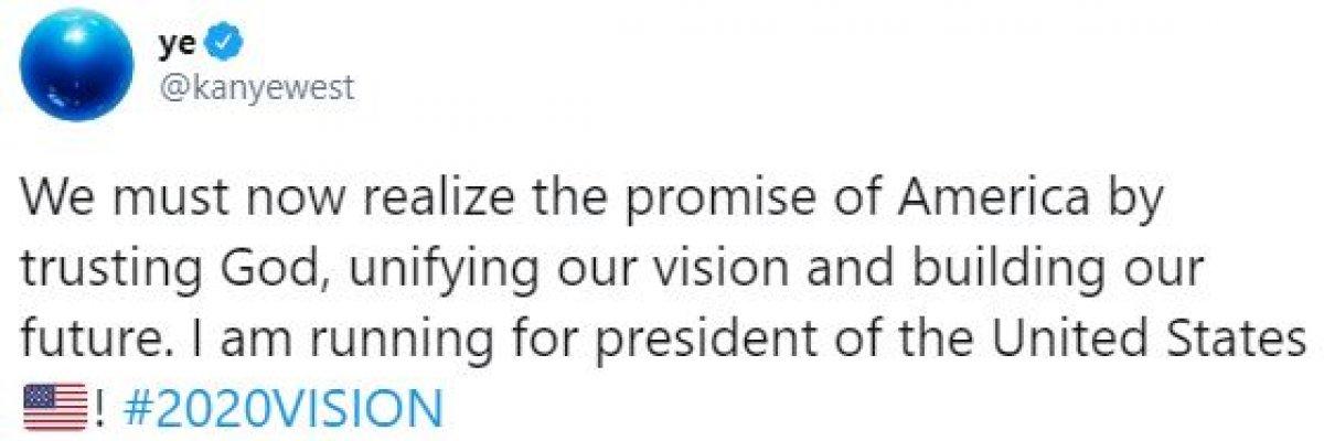 Kanye West, ABD Başkanlığı’na aday oldu