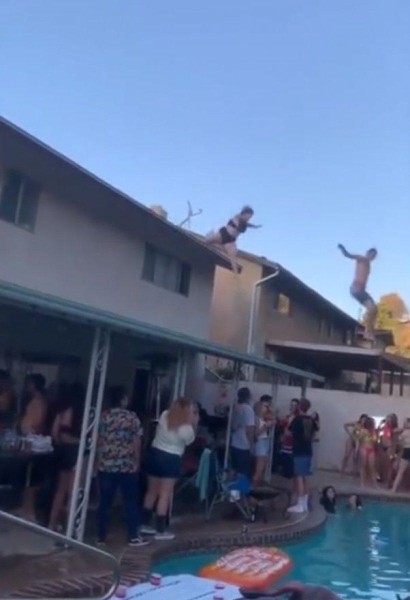 Çatıdan havuza atlarken talihsiz kaza