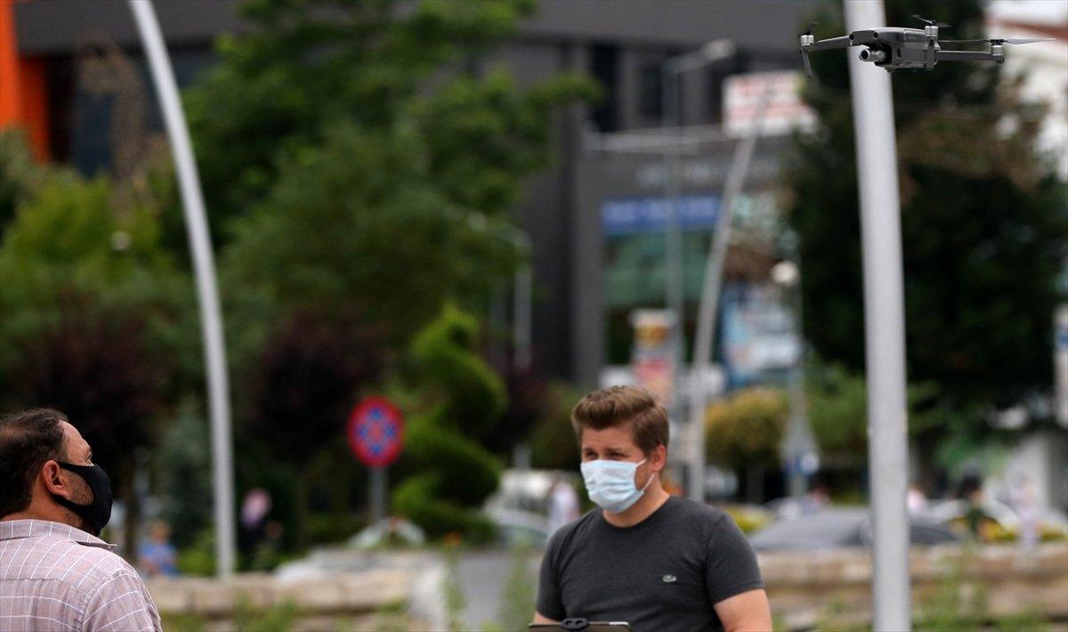Düzce'de drone ile maske denetimi yapıldı