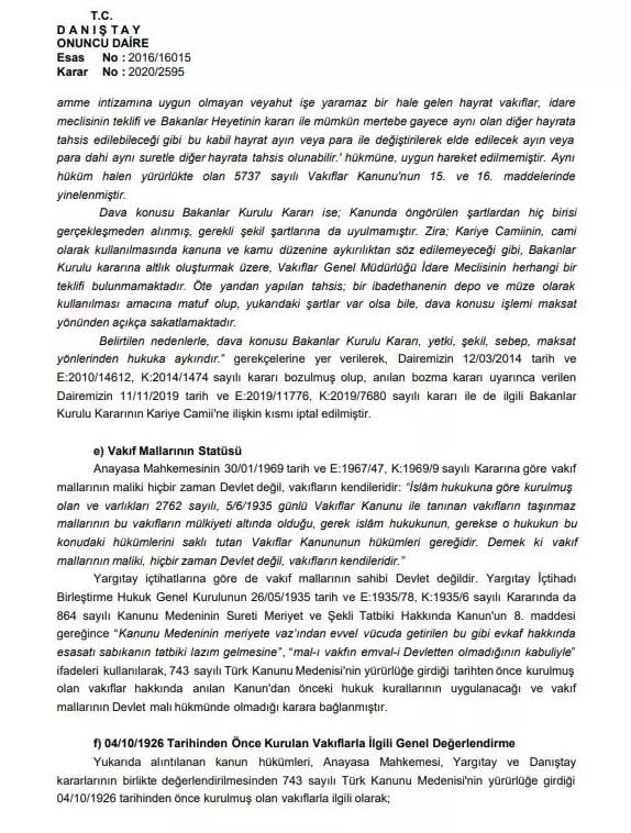 Danıştay Ayasofya kararını açıkladı