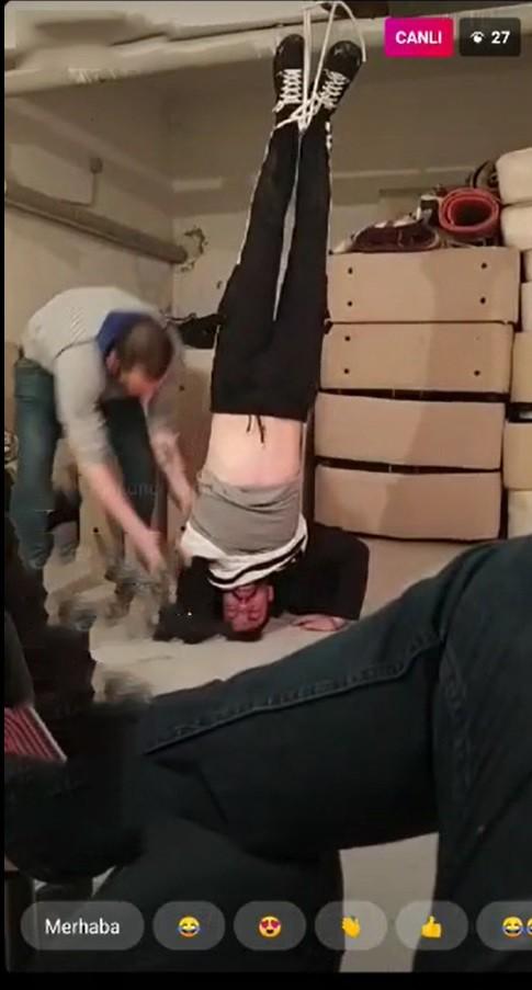 Kırıkkale'de, ayaklarından asılan adama şiddet