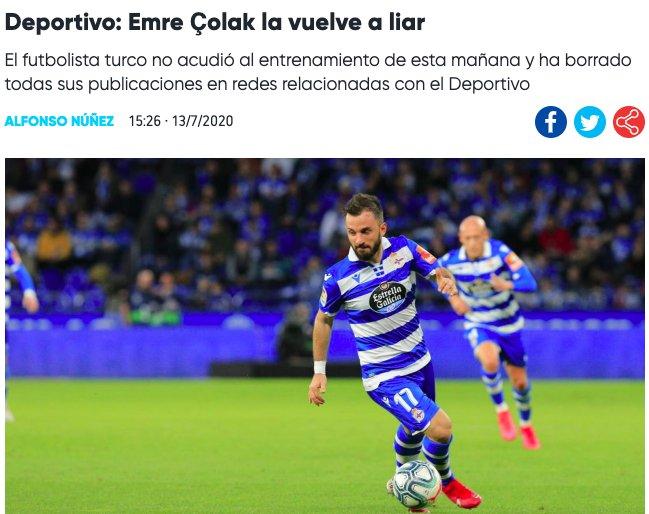 Emre Çolak, Deportivo'da idmana çıkmadı