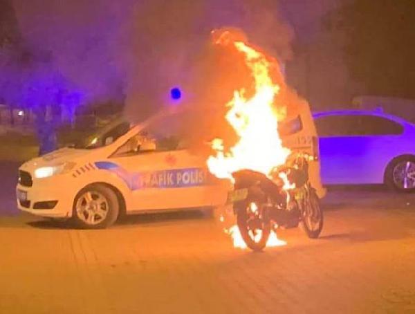 Aydın'da polis ceza yazınca, motosikletini yaktı