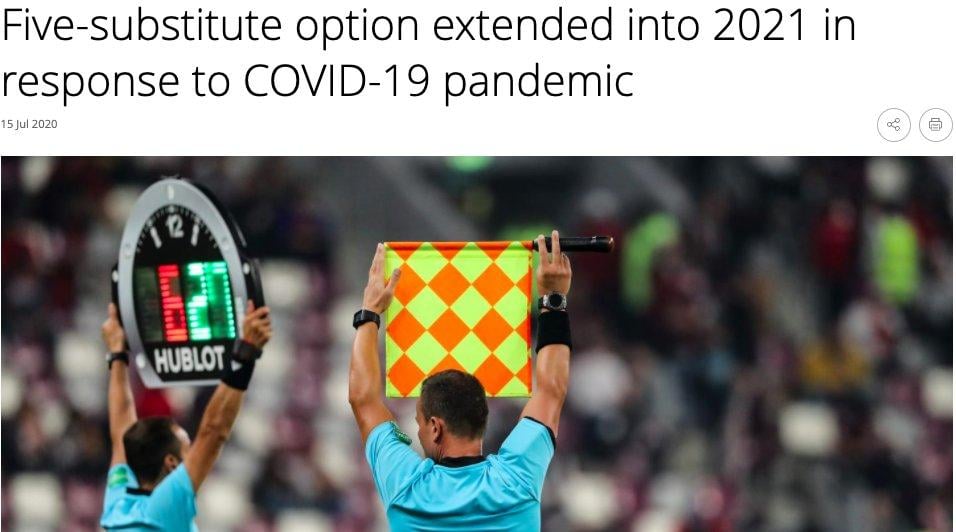 FIFA, oyuncu değişikliği kuralının süresini uzattı