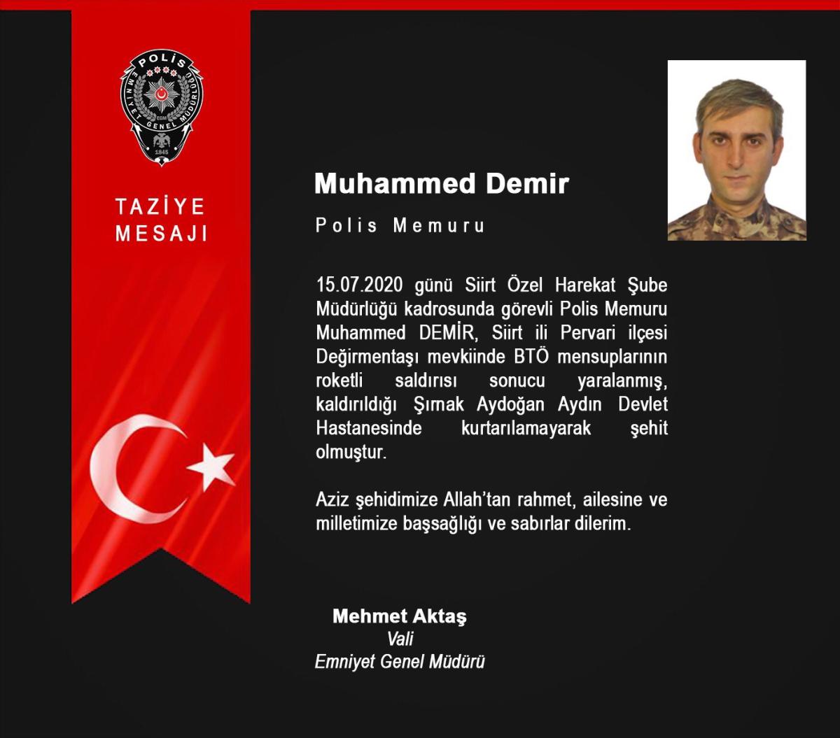 Siirt'te hain saldırı: 2 polisin kimliği belli oldu