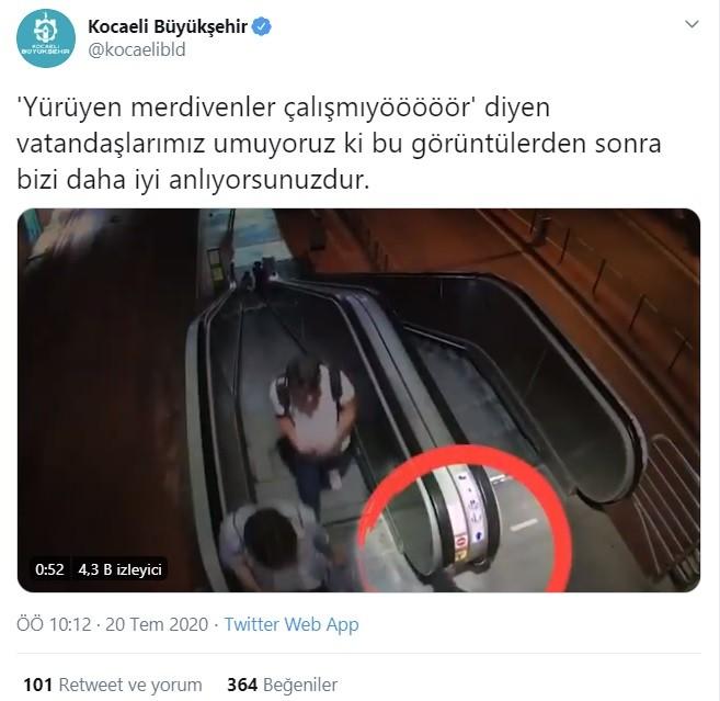 Yürüyen merdivenleri acil butonuyla durduranlar kamerada