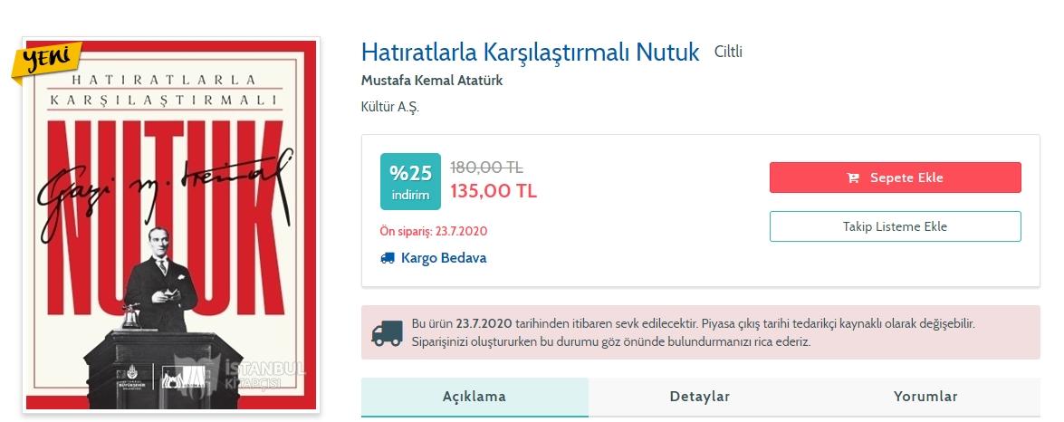 İBB 135 liradan Nutuk satıyor