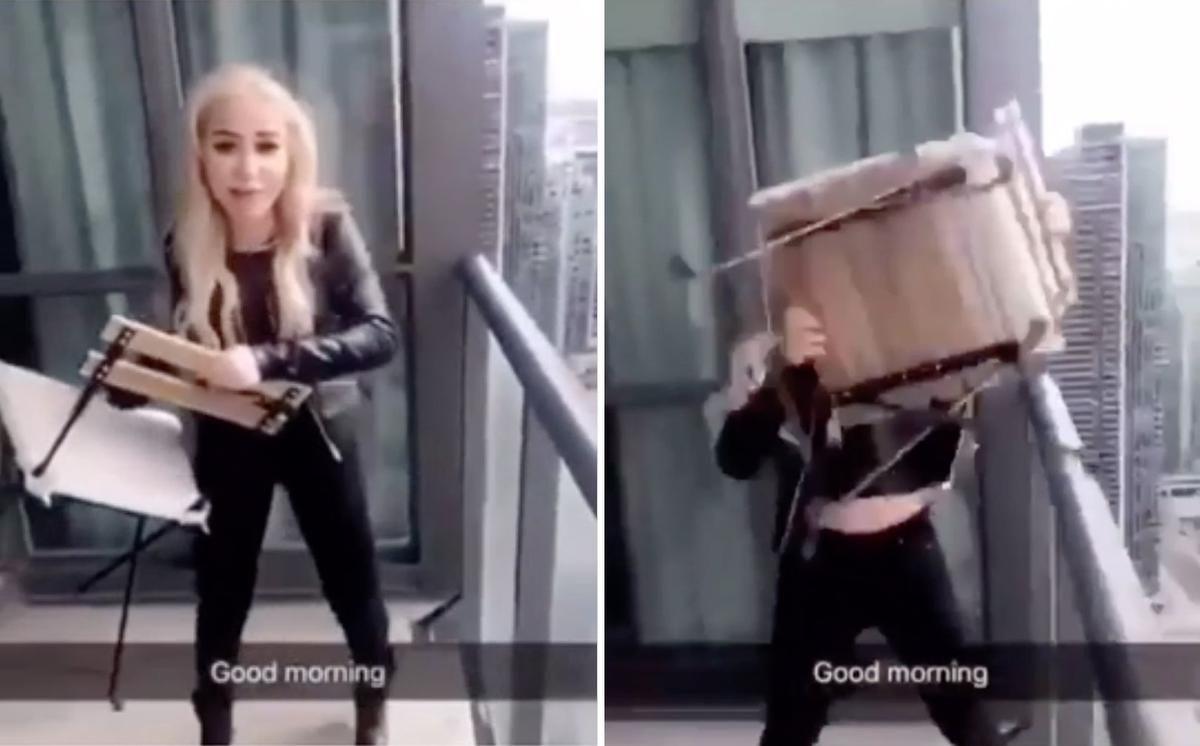 Kanada'da genç bir kız, gökdelenden sandalye fırlattı
