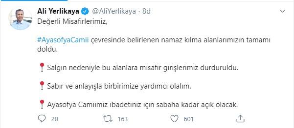 Ayasofya Camii'ne girişler durduruldu