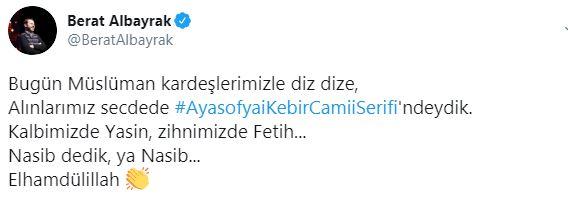 Berat Albayrak'tan, Ayasofya paylaşımı