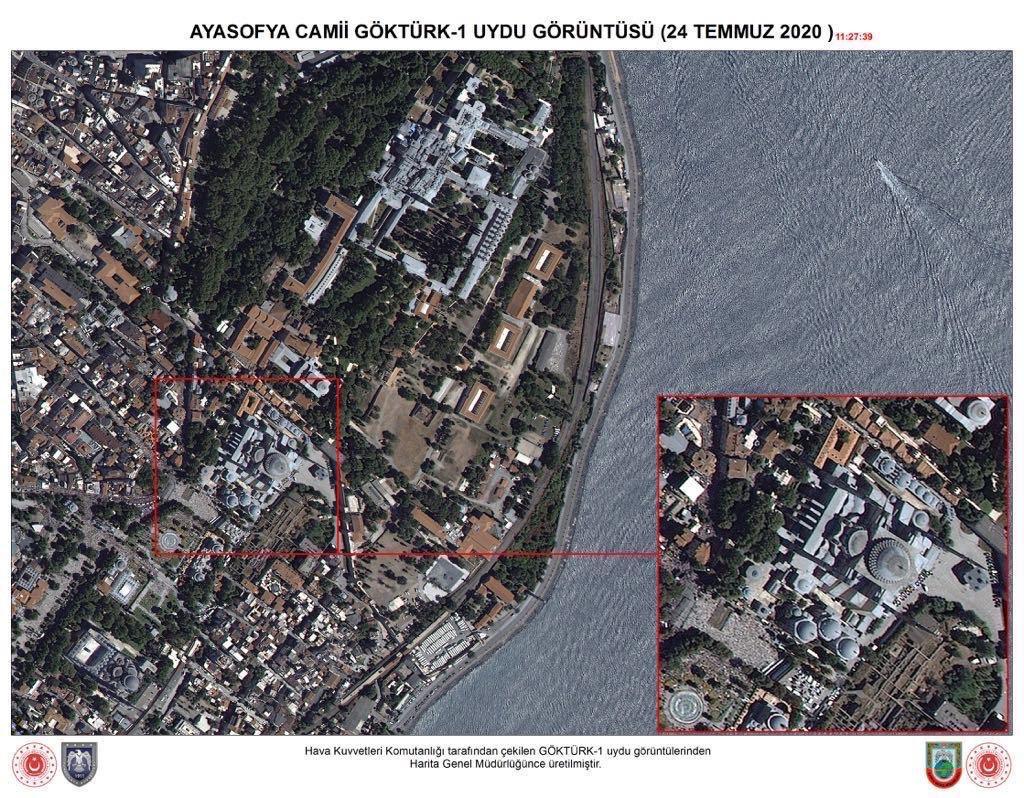 Göktürk-1 uydusundan Ayasofya Camii'nde ilk Cuma