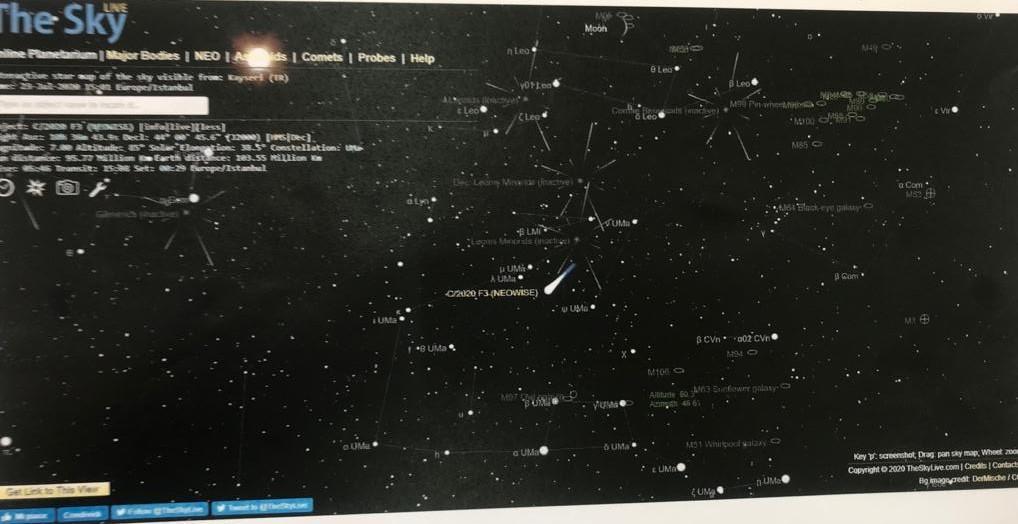 Kayseri'de Neowise dünyaya en yakın konumda görüntülendi
