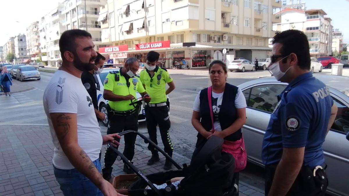 Antalya'da bebekle dilencilik yapanlara suçüstü