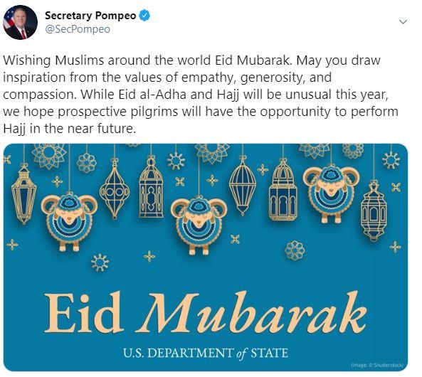 Pompeo, Kurban Bayramı'nı kutladı