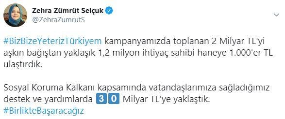 1.2 milyon ihtiyaç sahibi haneye 1000'er TL yardım