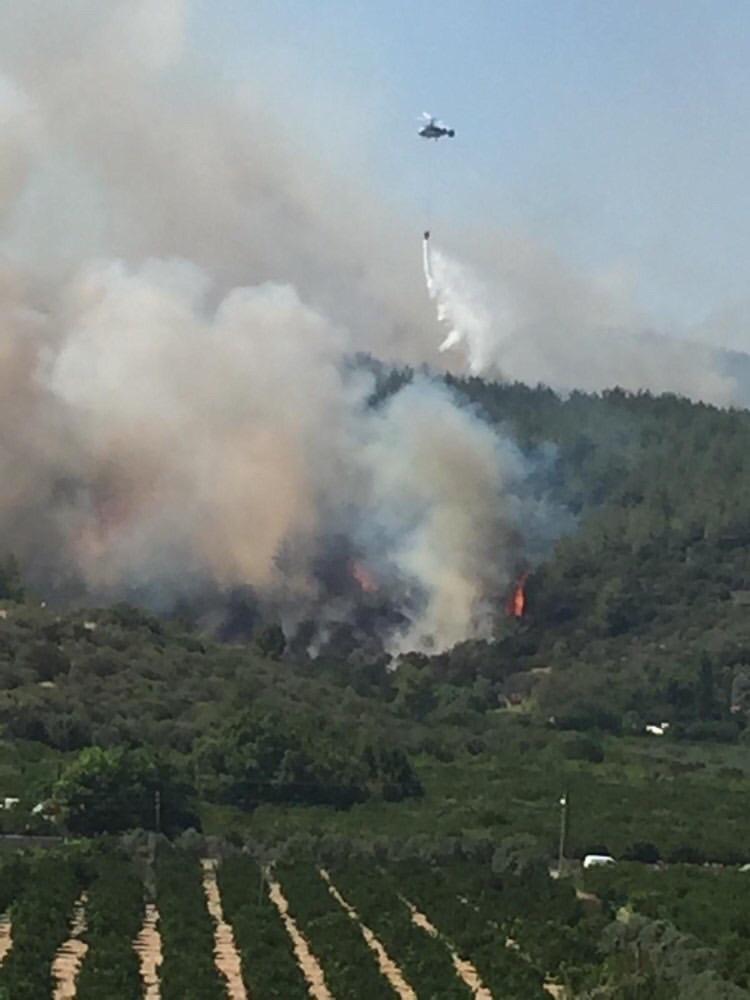 Menderes’teki yangını İHA’lar görüntüledi