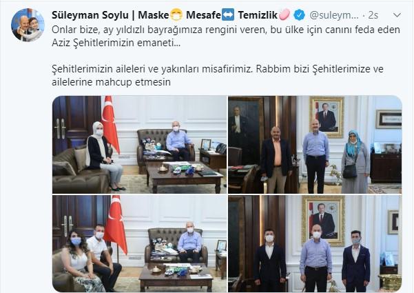 İçişleri Bakanı Soylu, şehit aileleriyle görüştü